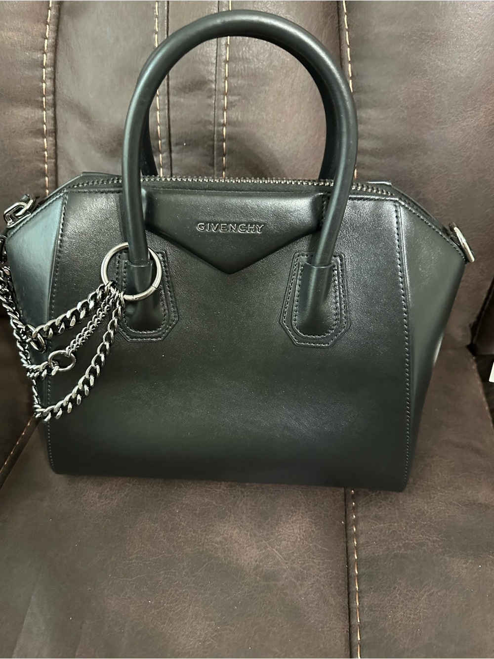 Givenchy Black Leather Satchel with Chain Strap